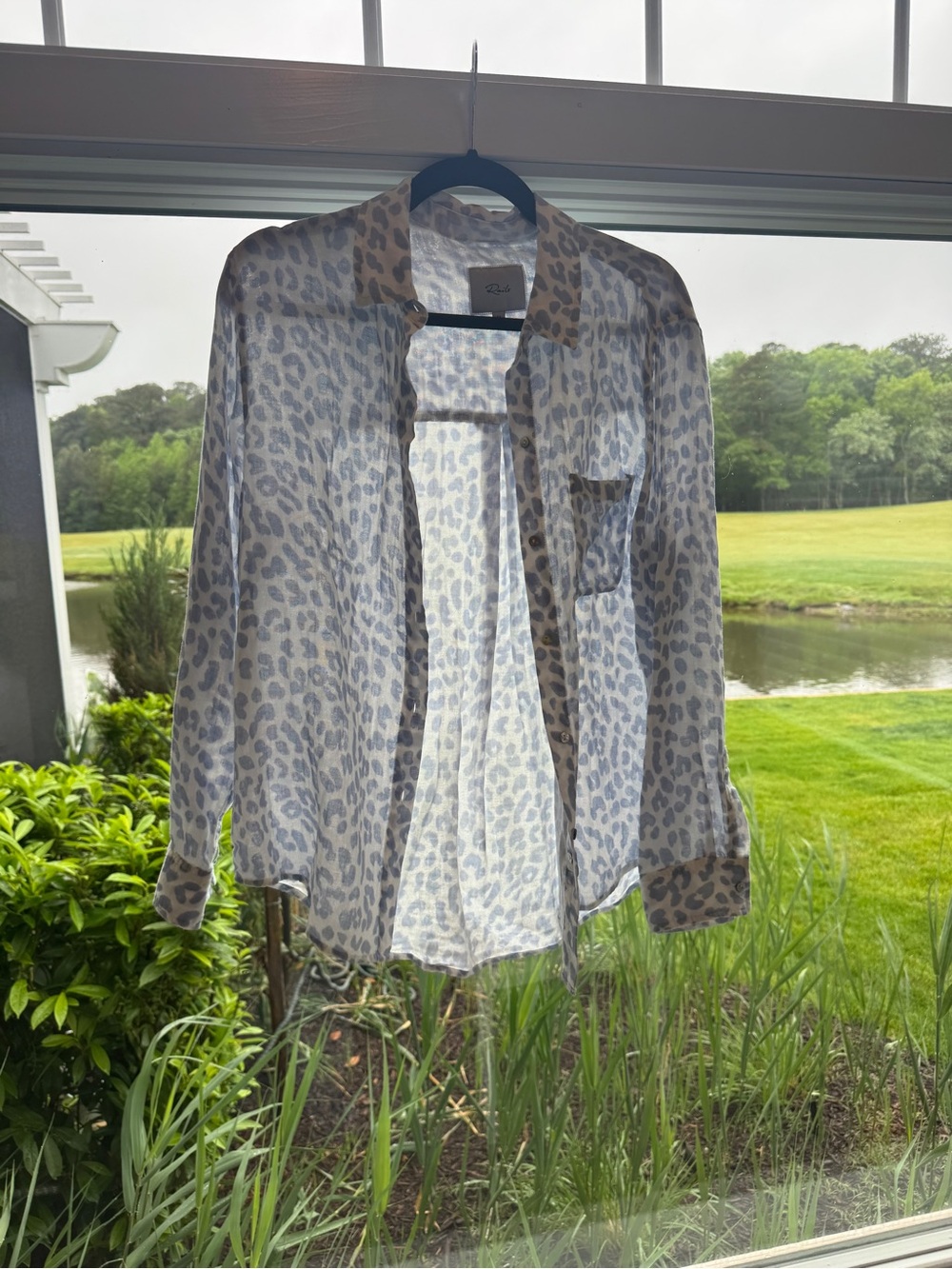 Rails White and Light Gray Leopard Print Button-Down Shirt